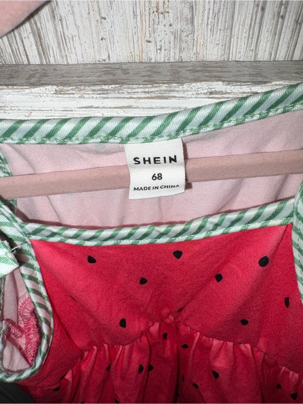 Pink Watermelon Print Baby Dress with Green Trim - Picture 5 of 8